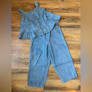 Light Blue Denim Set With Ruffle